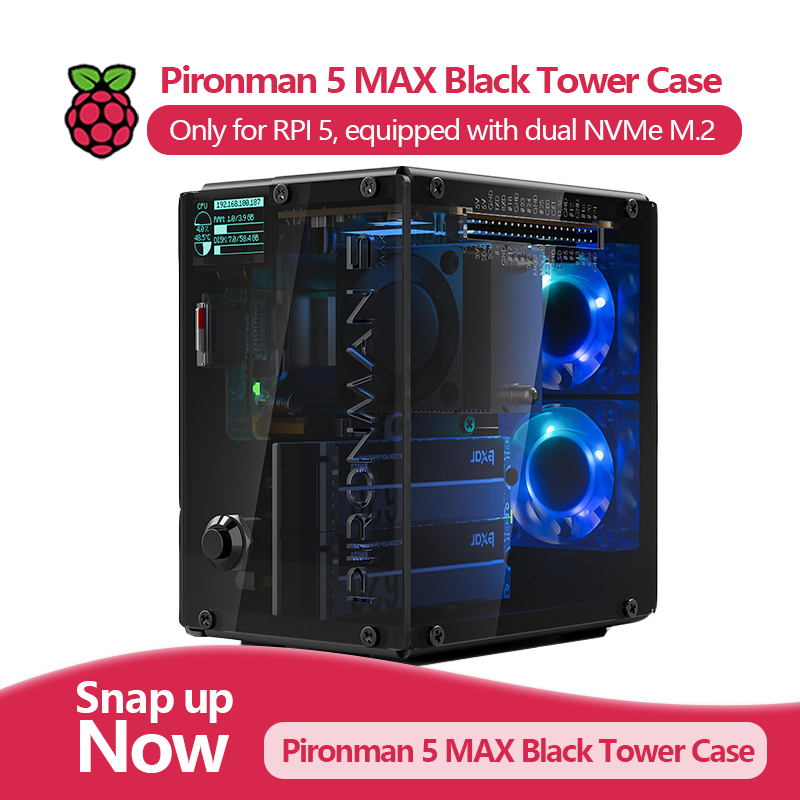 Pironman 5 MAX, Black Tower Ca - Argon One V3 M.2 Nvme Case recensie en prijs